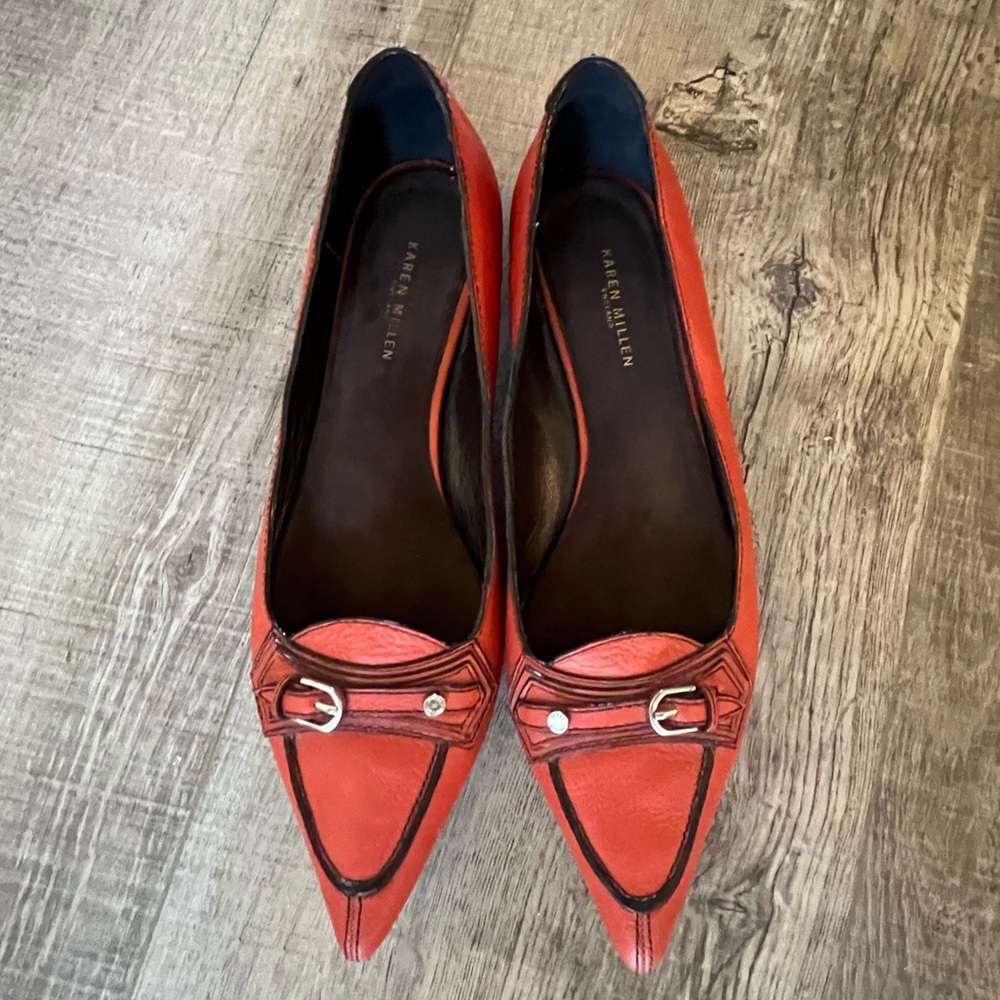 Karen Miller premium Coral Leather pointed toe flats